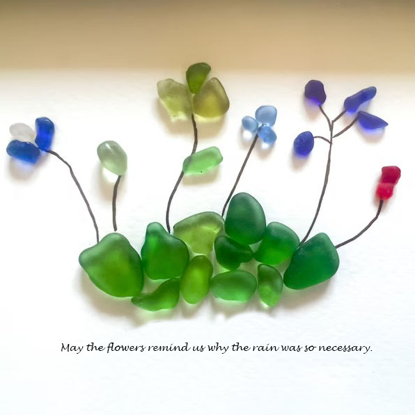 Handmade Flower Sea Glass Art