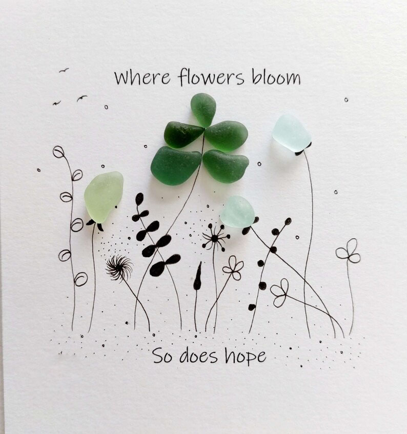 Sea Glass Flower Art