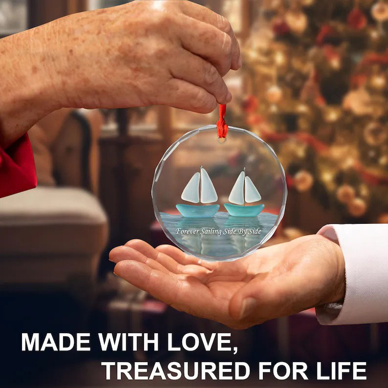 Sailboat Sea Glass Ornament 