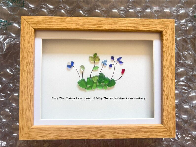 Handmade Flower Sea Glass Art