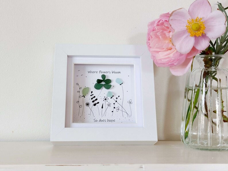 Sea Glass Flower Art