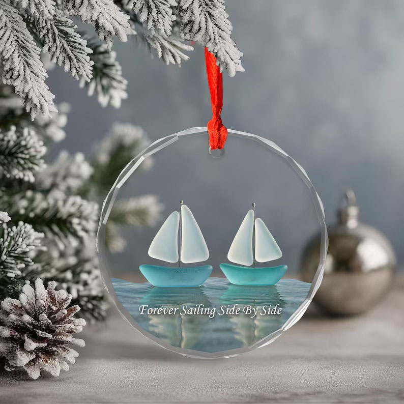 Sailboat Sea Glass Ornament 
