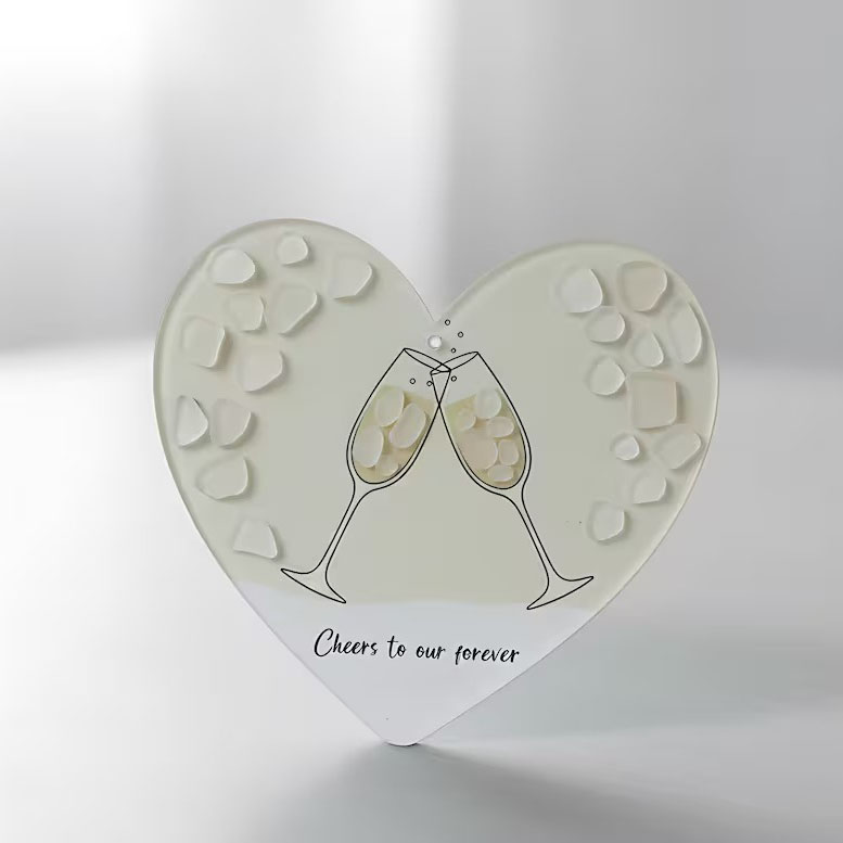 Cheers Heart Sea Glass Ornament