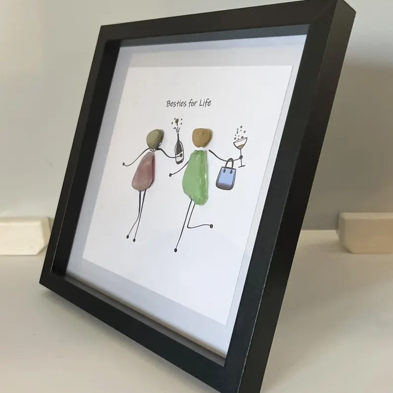 Besties for Life Handmade Sea Glass Art 