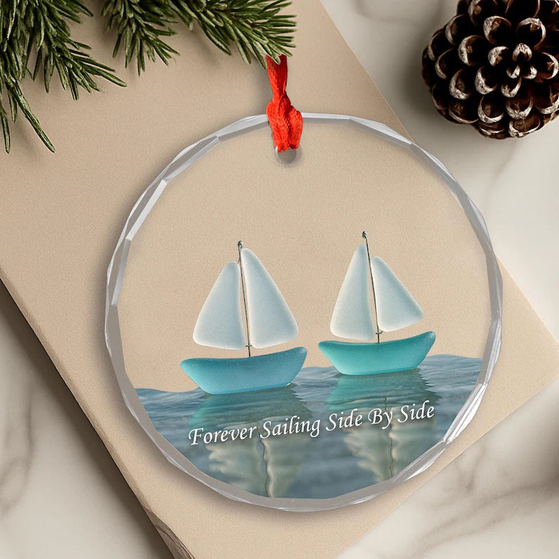 Sailboat Sea Glass Ornament 
