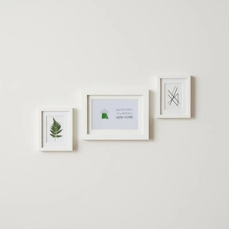 Handcrafted New Home Sea Glass Art