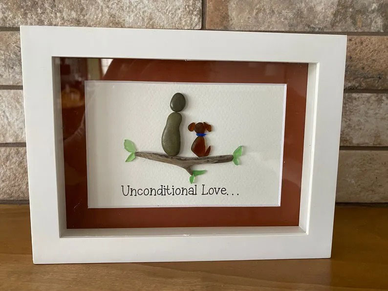 Unconditional Love,Dog Lovers Sea Glass Art
