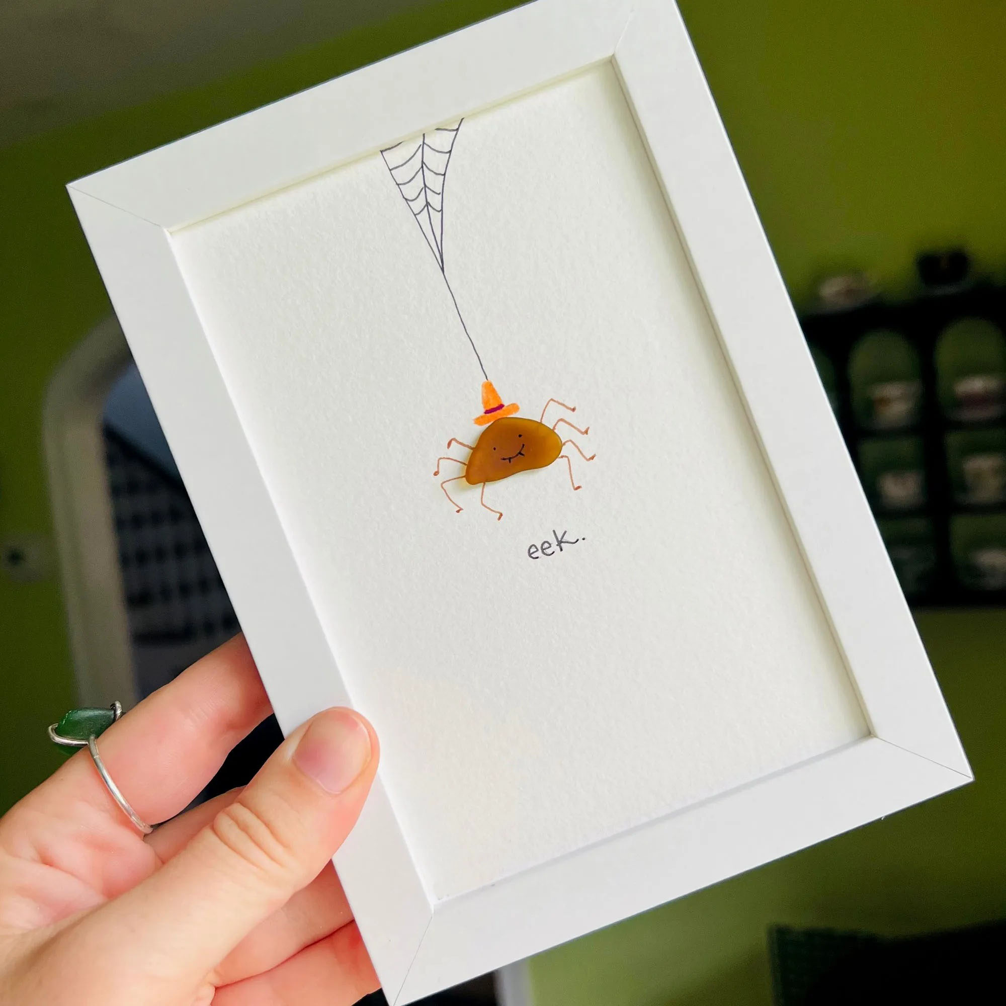 Cute Spider Sea Glass Art