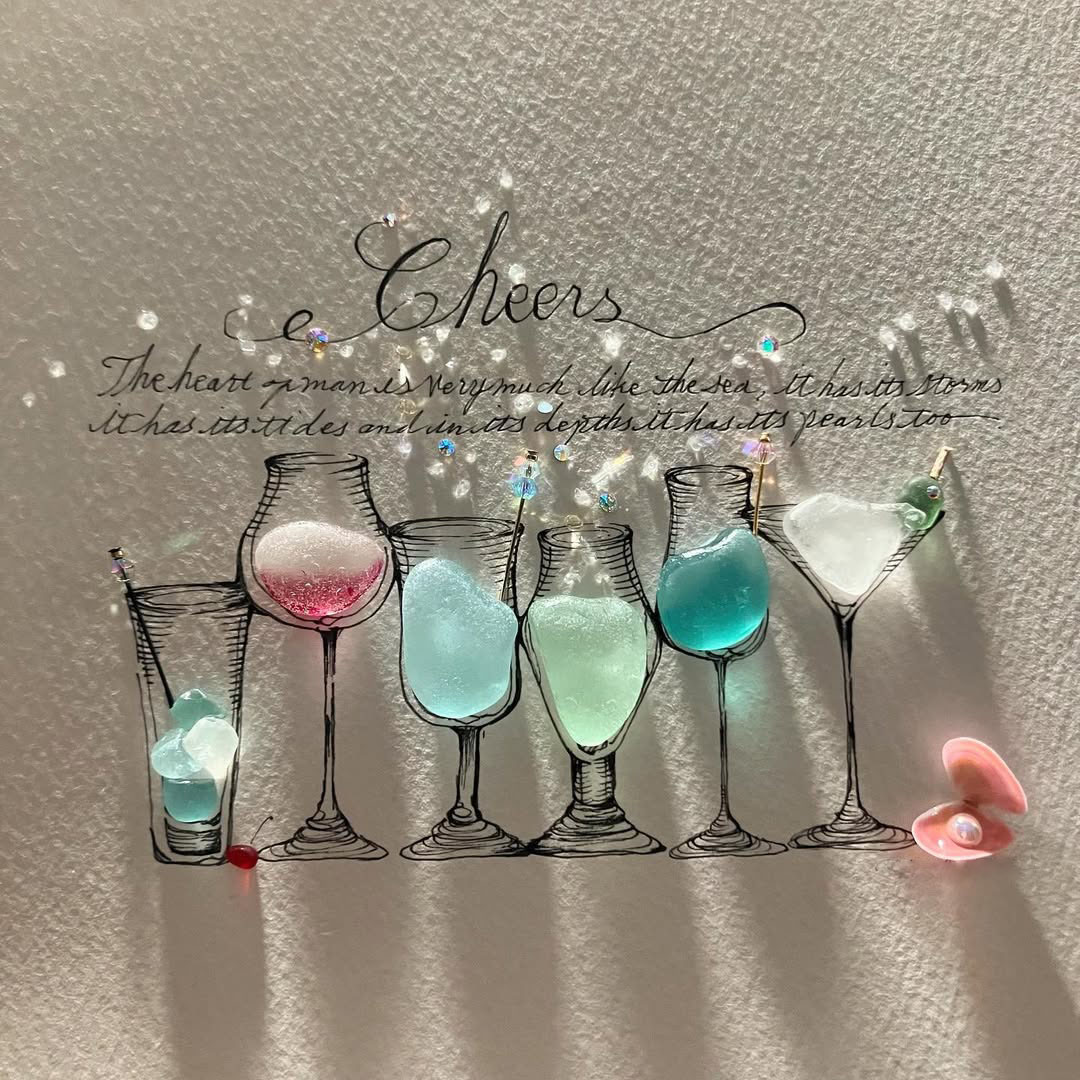 Sea Glass Cocktail Art 