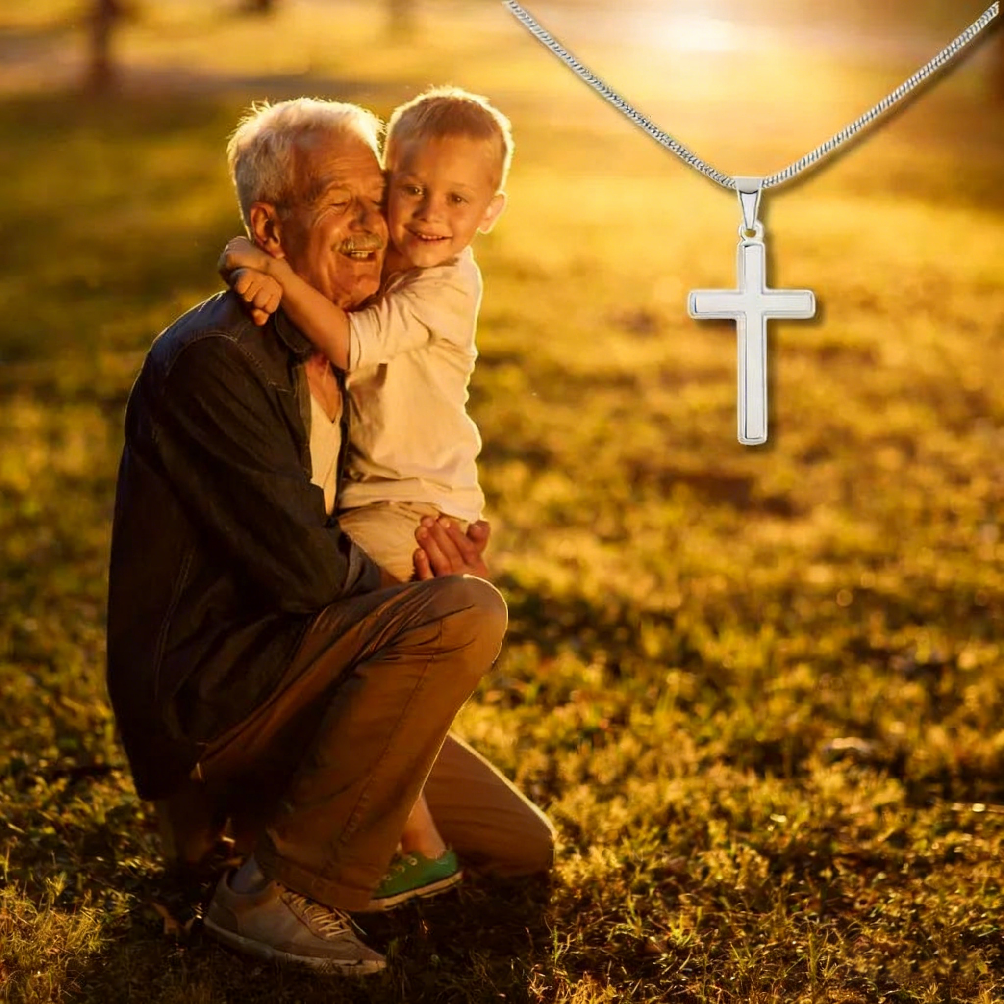 To My Grandson, Never Give Up - Cross Necklace (GS86)
