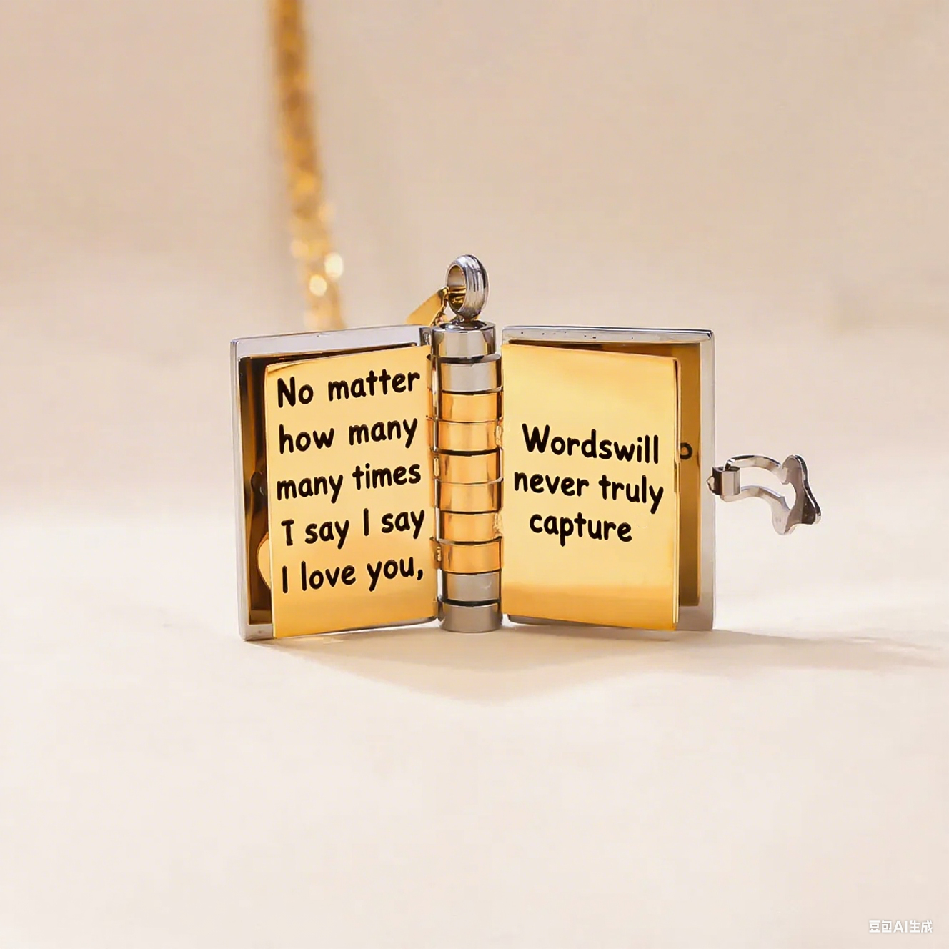 "My Beloved" Book Necklace - a message that is worn close to the heart