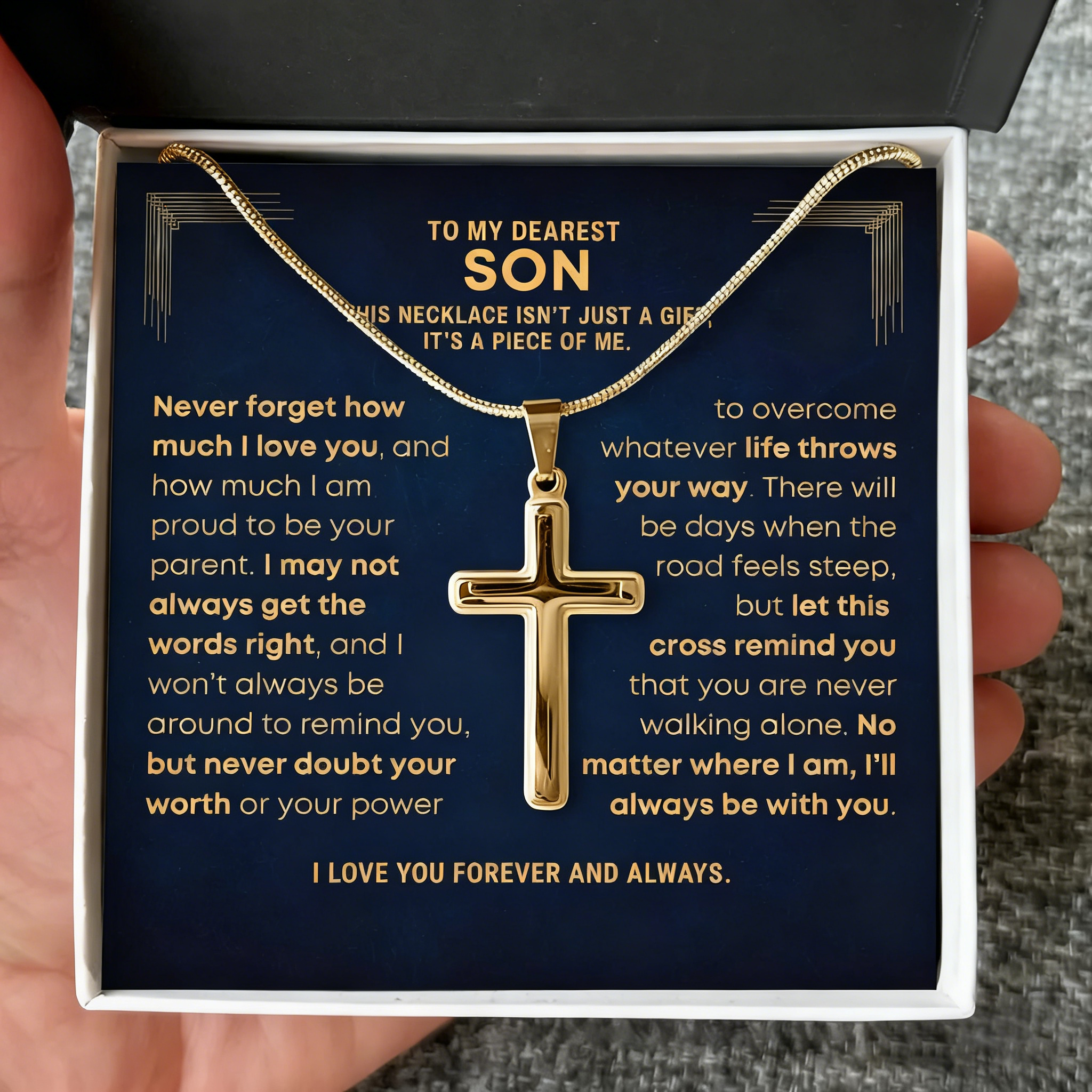 To My Son, Piece Of Me - Artisan Cross Necklace (S65)