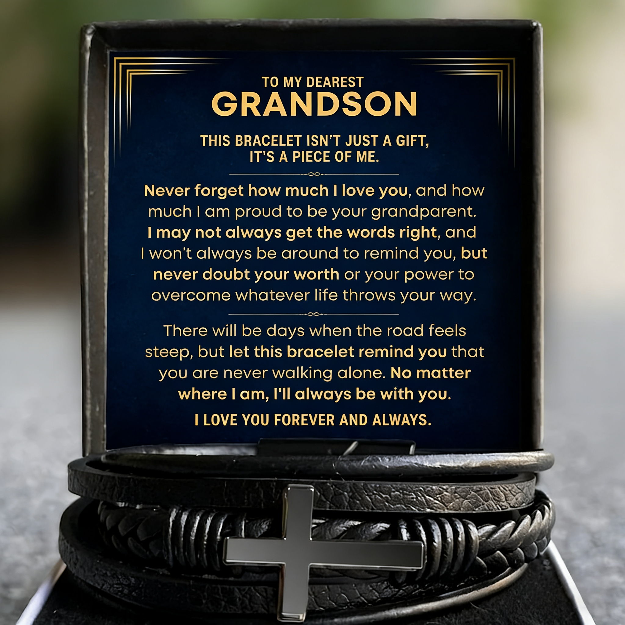 To My Grandson, Piece Of Me - Cross Bracelet (GS87)