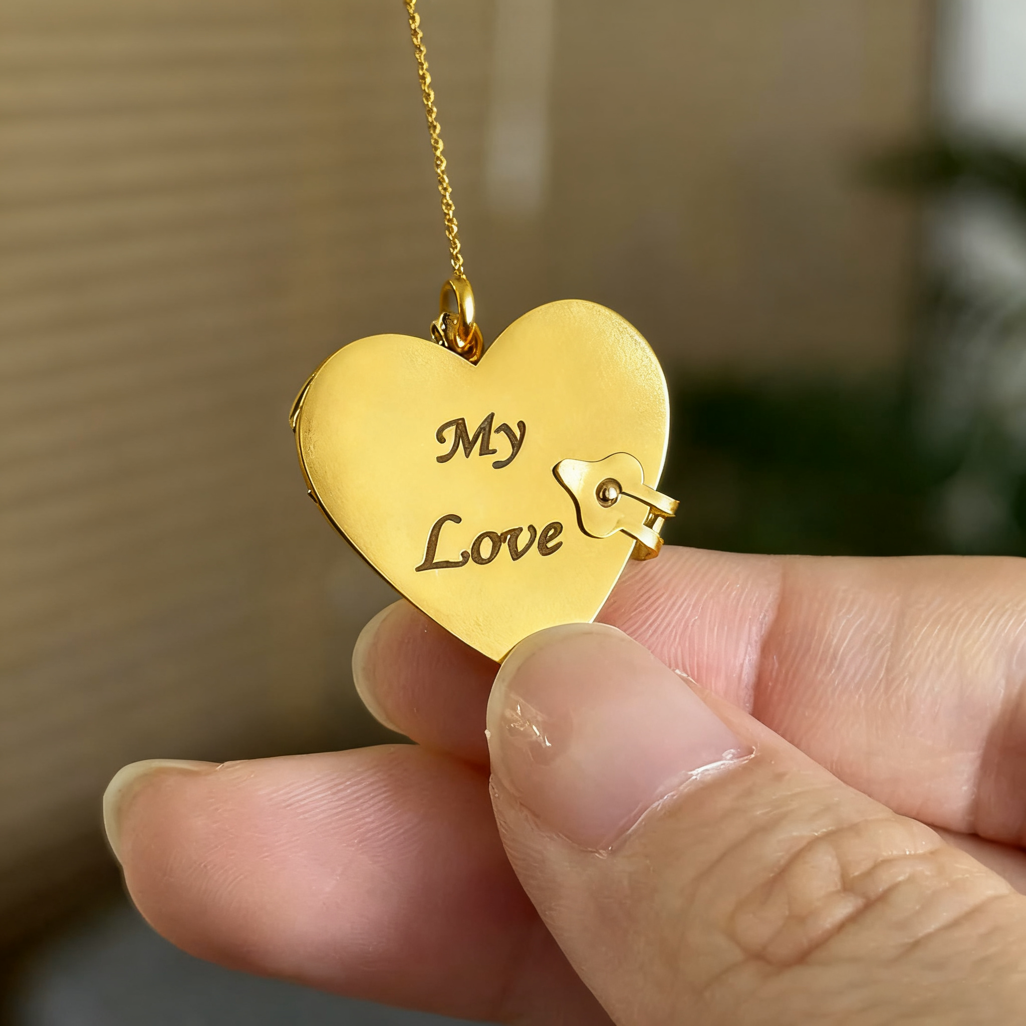 My Love Book Necklace - Heart Pendant with Engraved Text