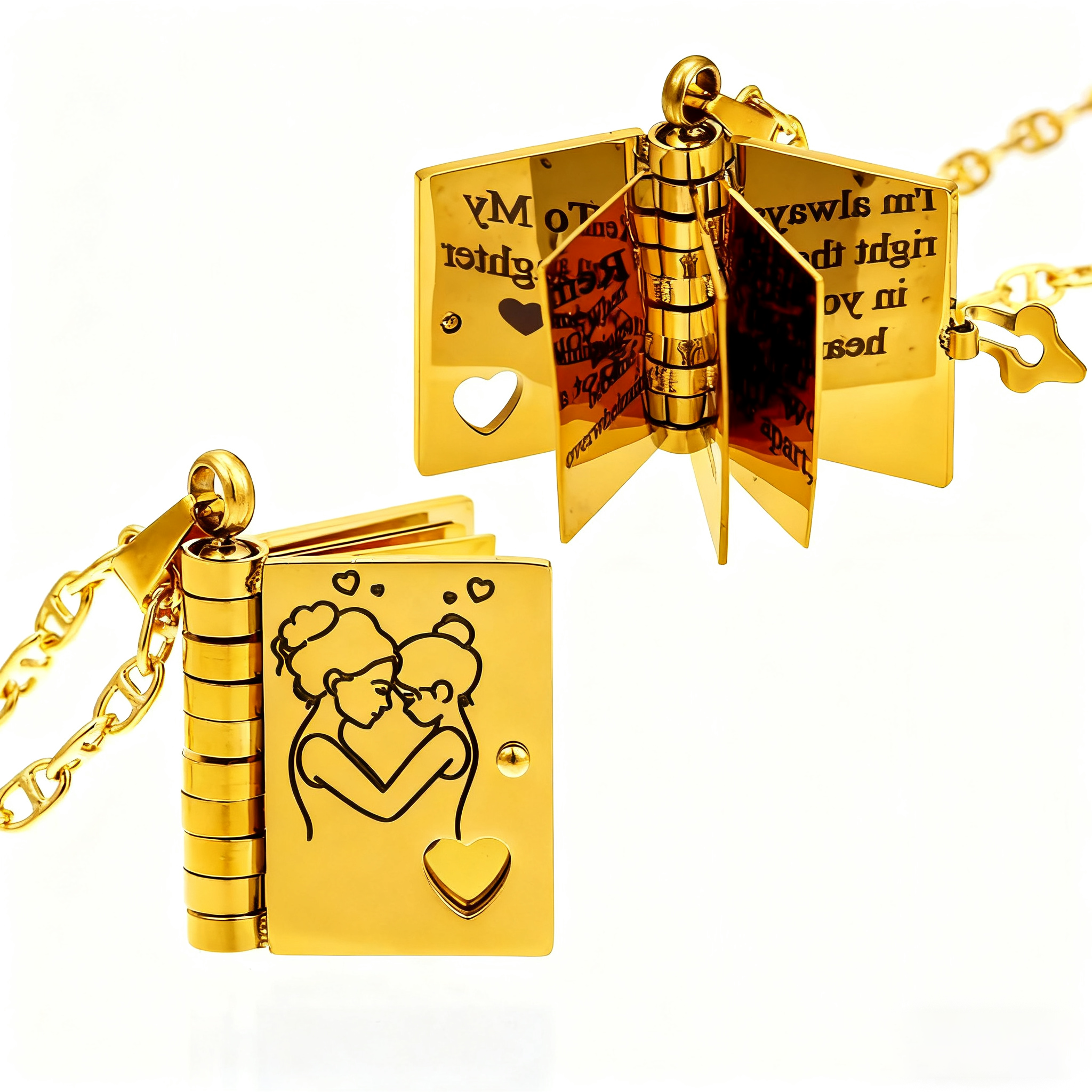 Mother Daughter Book Necklace 