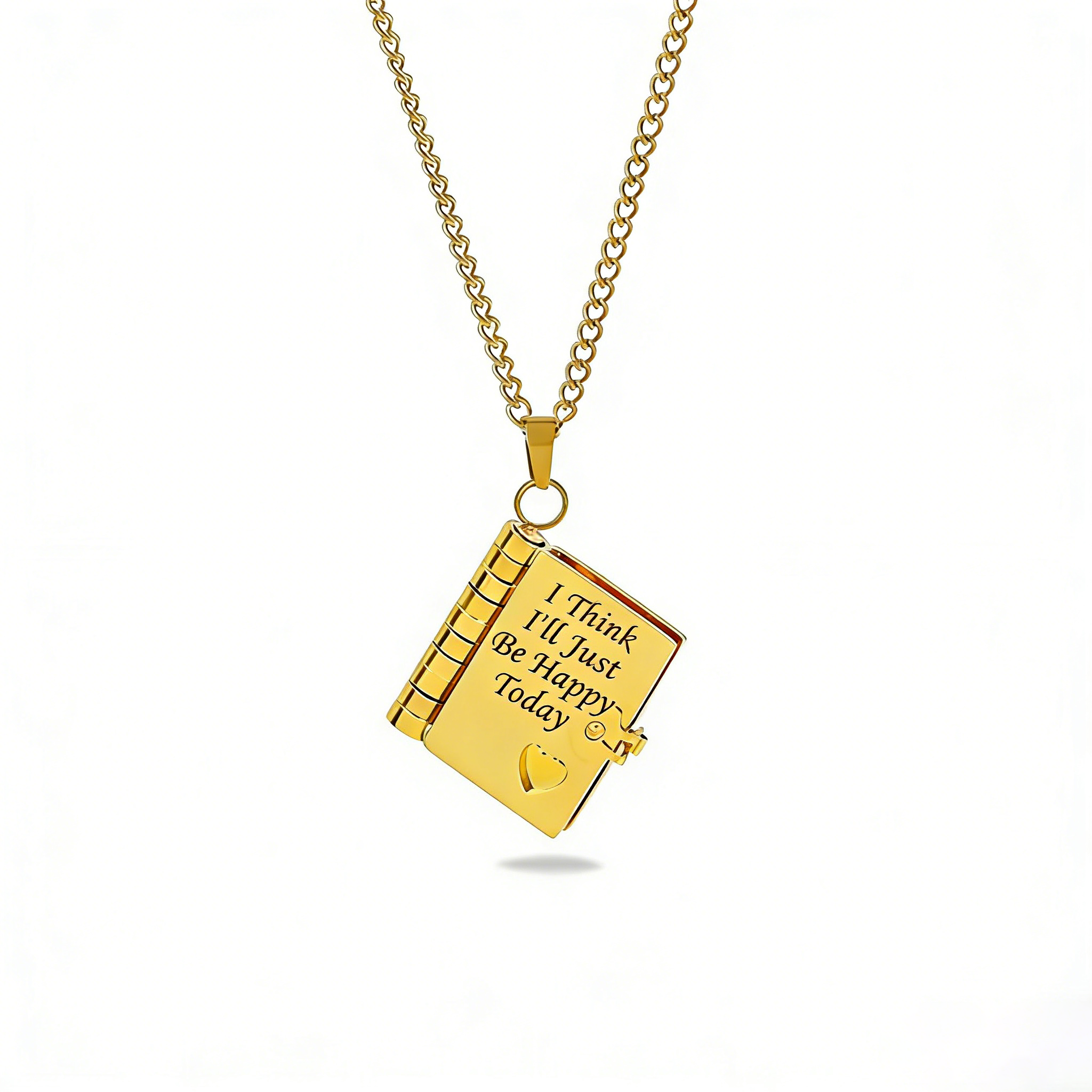 "I Think I'll Just Be Happy Today" book necklace
