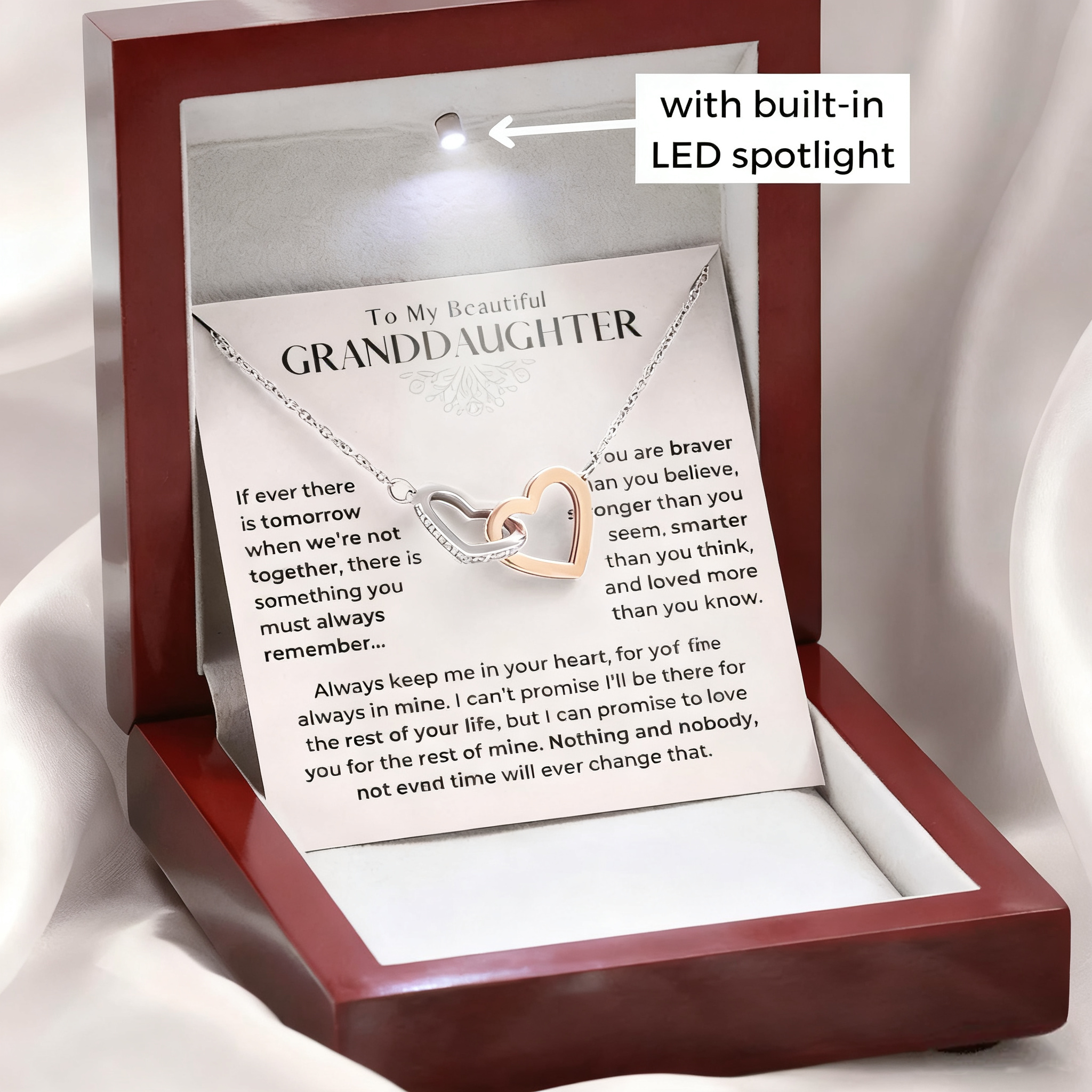 To My Granddaughter – Interlocking Hearts Necklace (GD114)