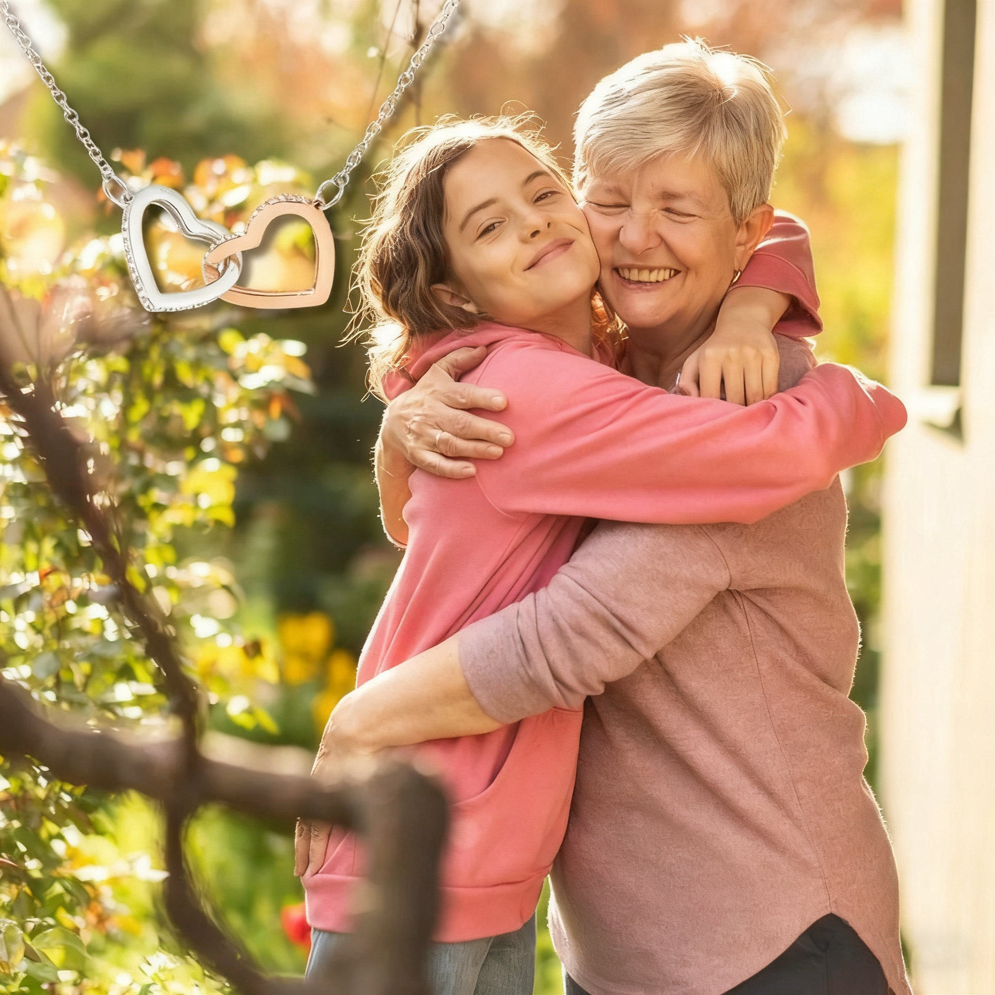 To My Granddaughter – Interlocking Hearts Necklace (GD114)