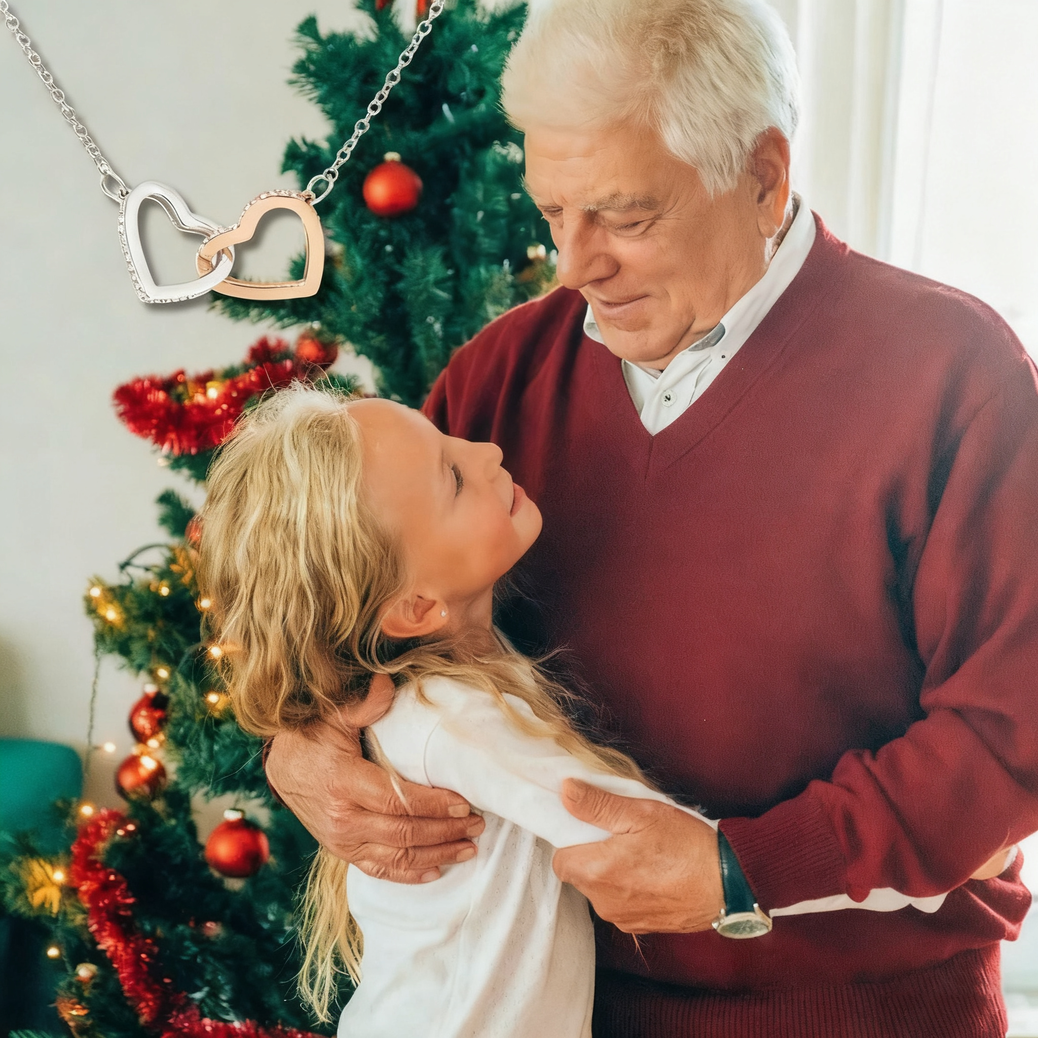 To My Granddaughter – Interlocking Hearts Necklace (GD114)