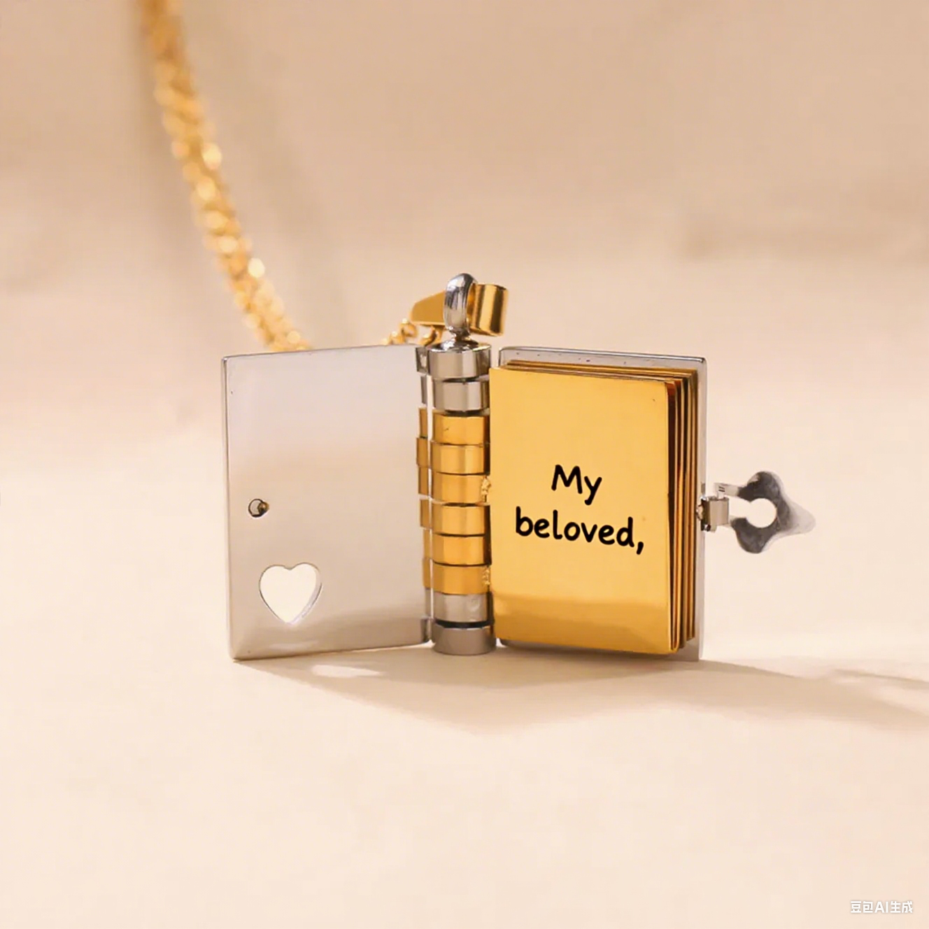 "My Beloved" Book Necklace - a message that is worn close to the heart