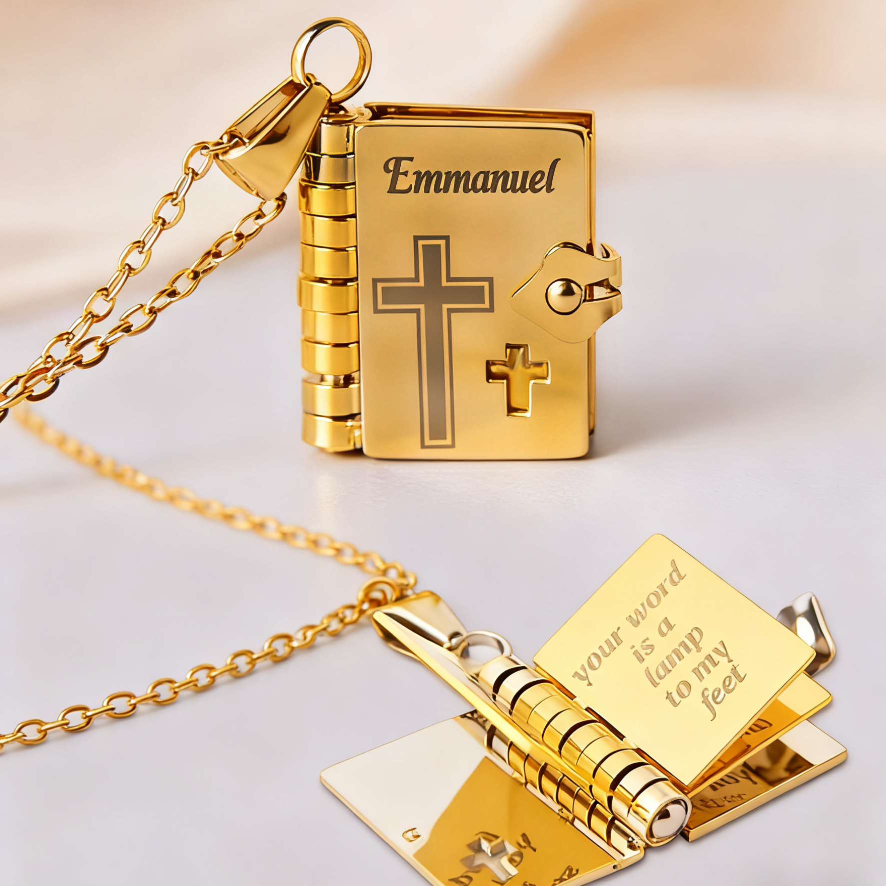 Unique Bible Cross Book Necklace
