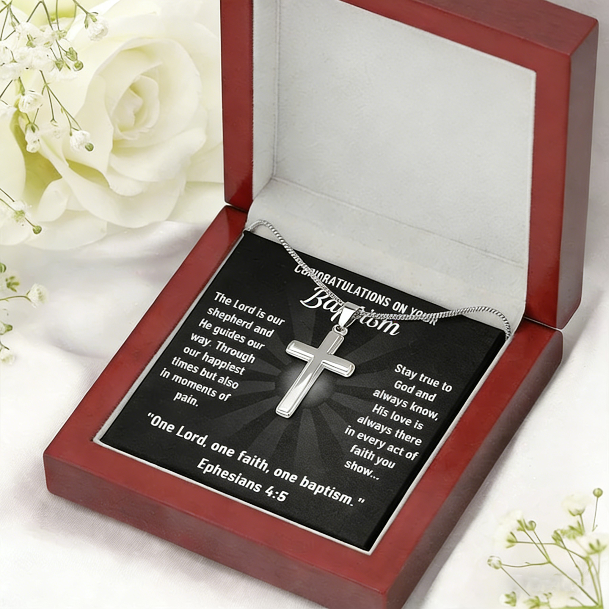 Baptism Cross Gift - Congratulations on Your Baptism