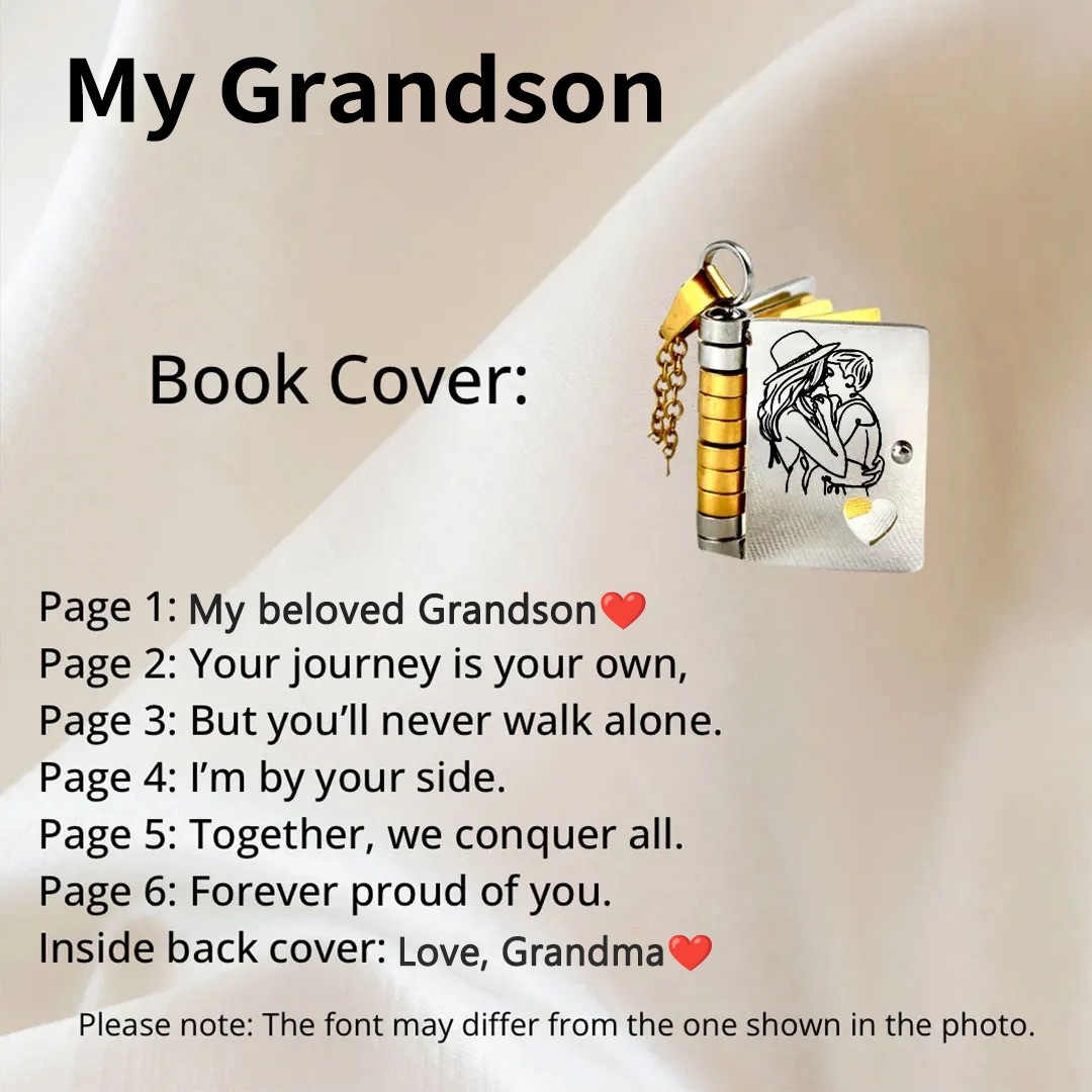 For Grandson - My Beloved Grandson Book Necklace