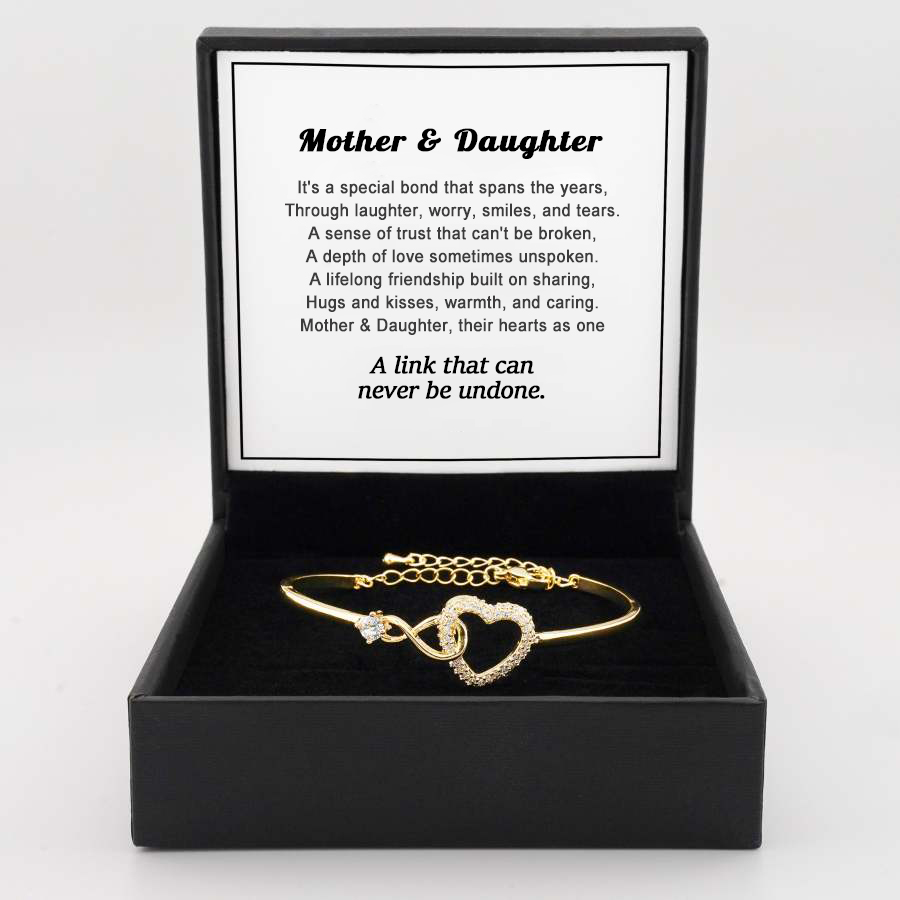Mom and Daughter - A Link That Can Never Be Undone - Infinity Heart Bracelet