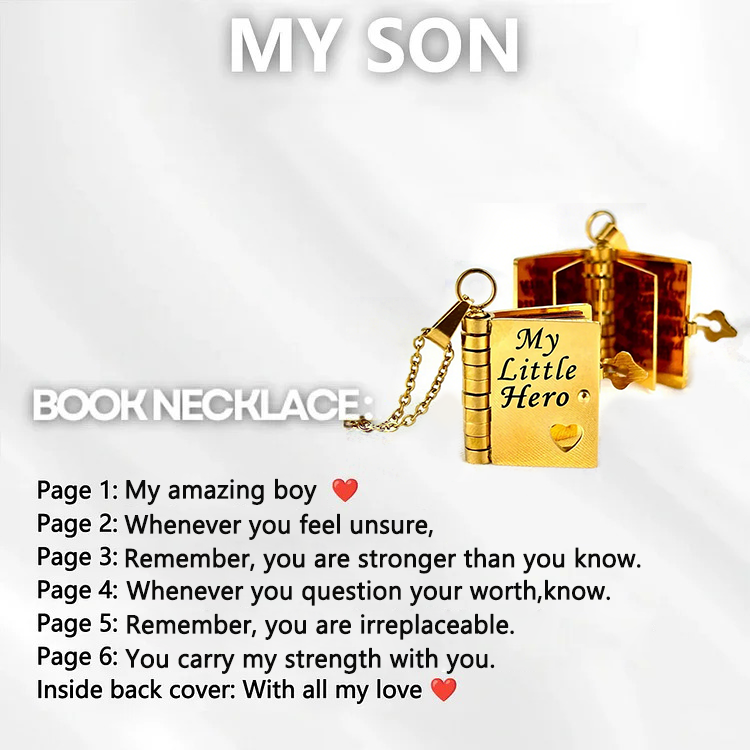 For Son - My Little Hero Book Necklace