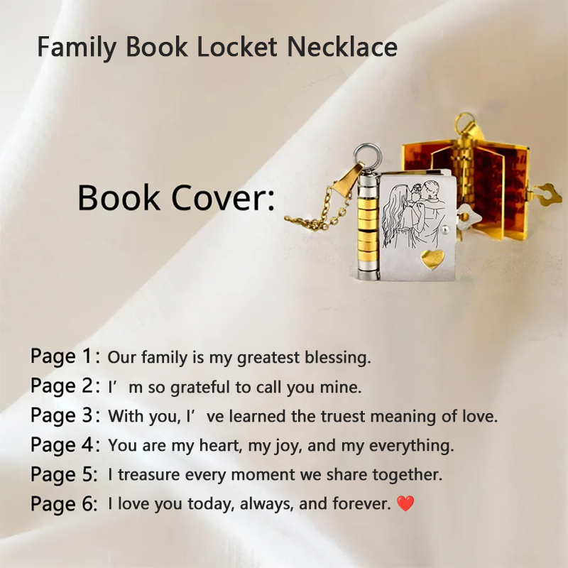  Family Book Locket Necklace - Family Love Gift