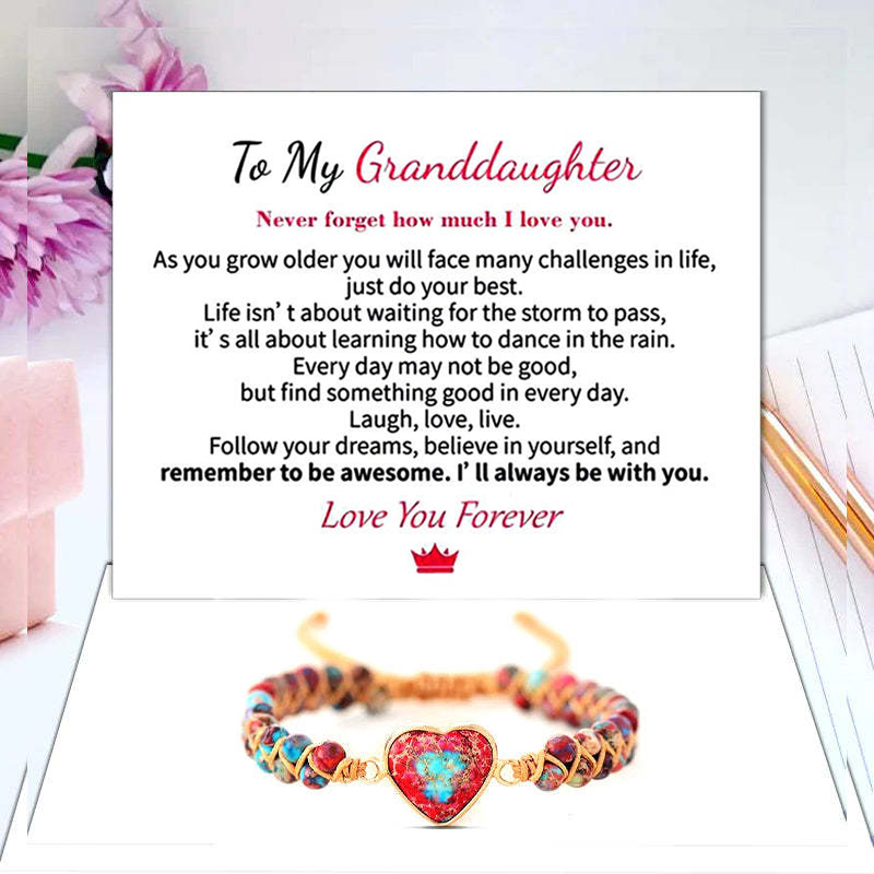 To My Granddaughter - Passionate Heart Jasper Bracelet