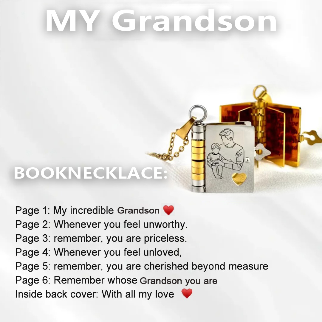 For Grandson - My Incredible Grandson Book Necklace