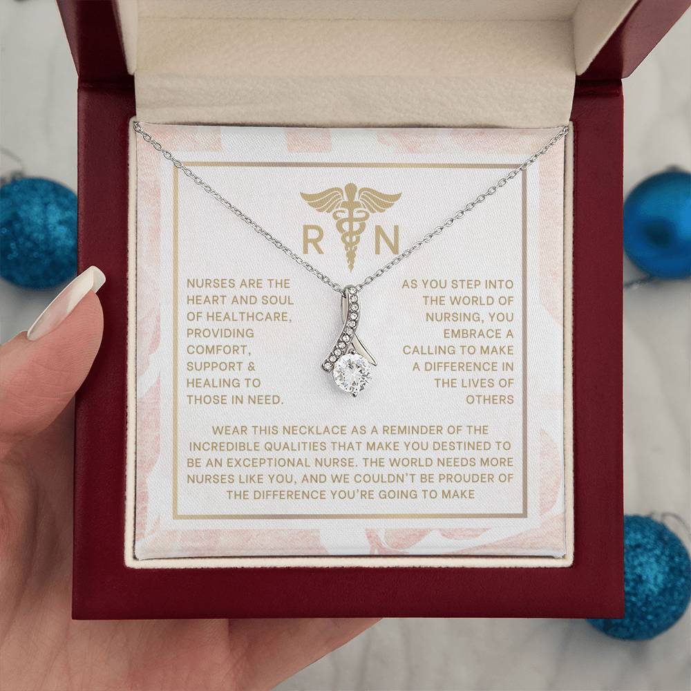 Blush and Gold RN Nurse Graduation Necklace