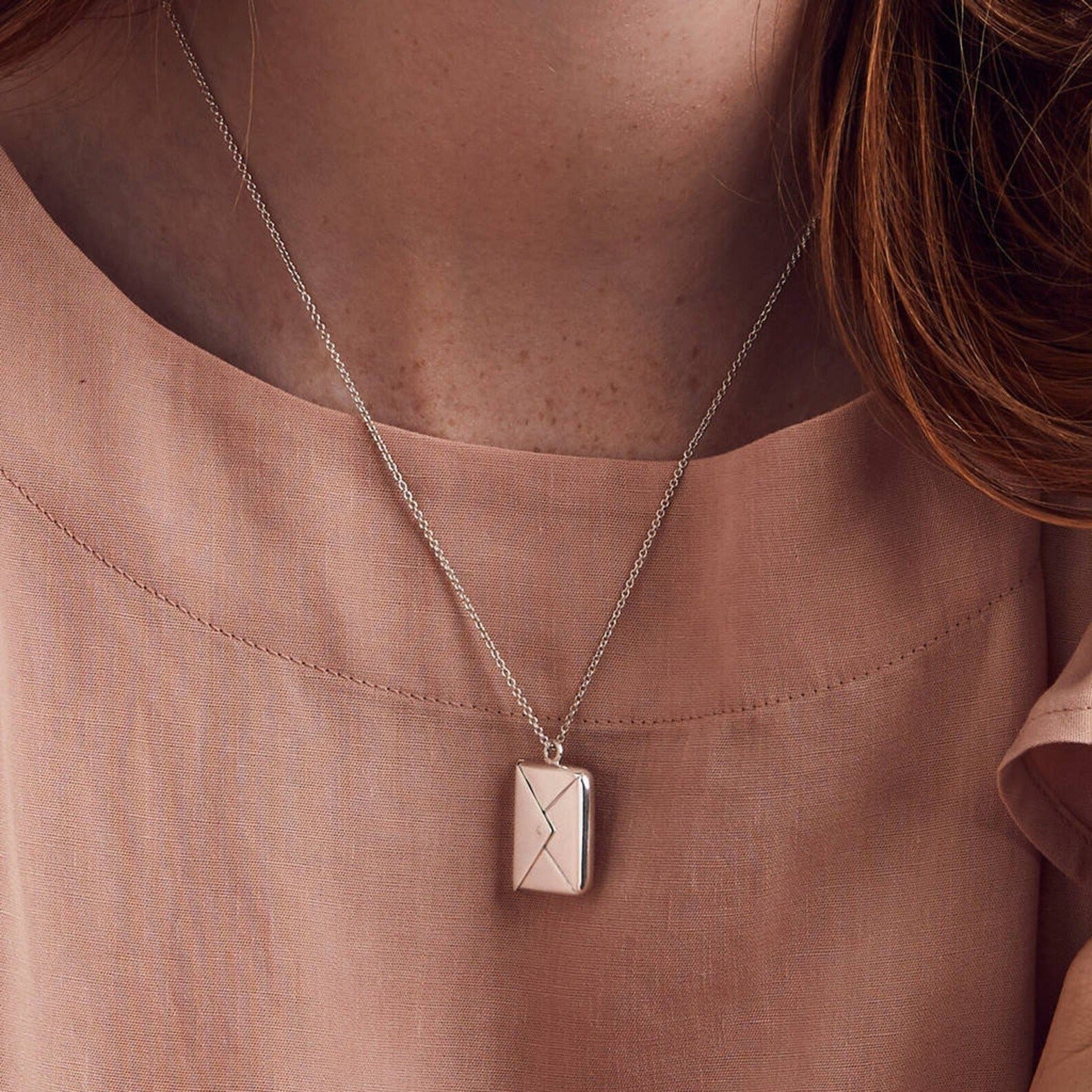 Custom Love Photo Letter Envelope Necklace