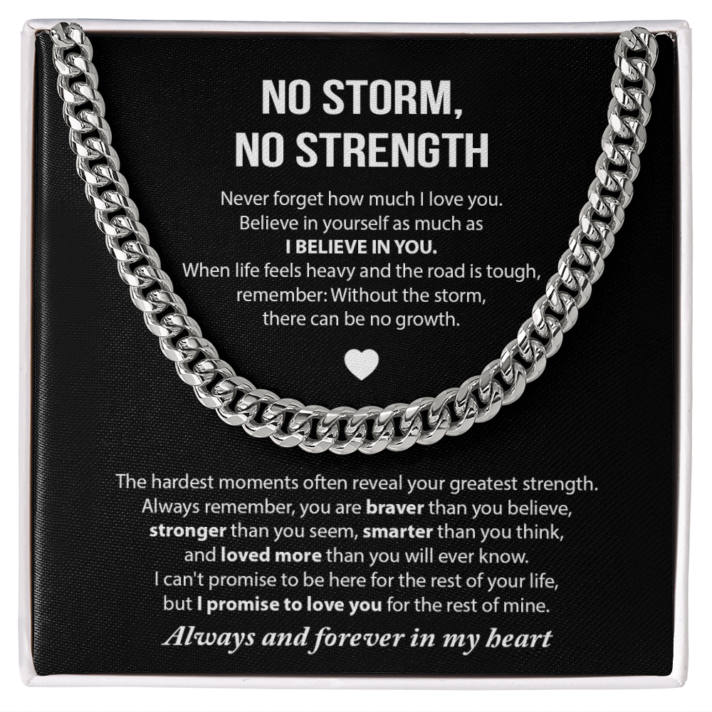 No Storm, No Strength | Never Forget How Much I Love You | Cuban Link Chain