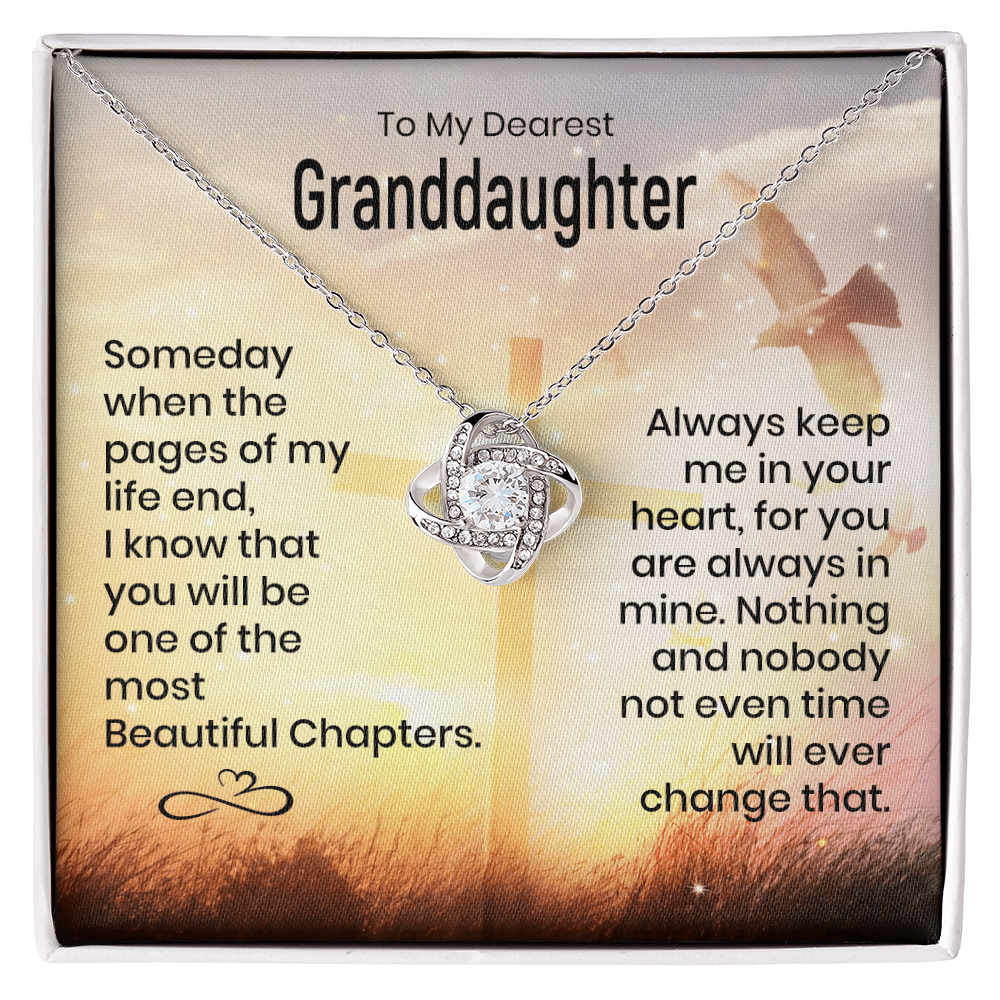 To My Granddaughter - Heart Melt Message - Knot Necklace