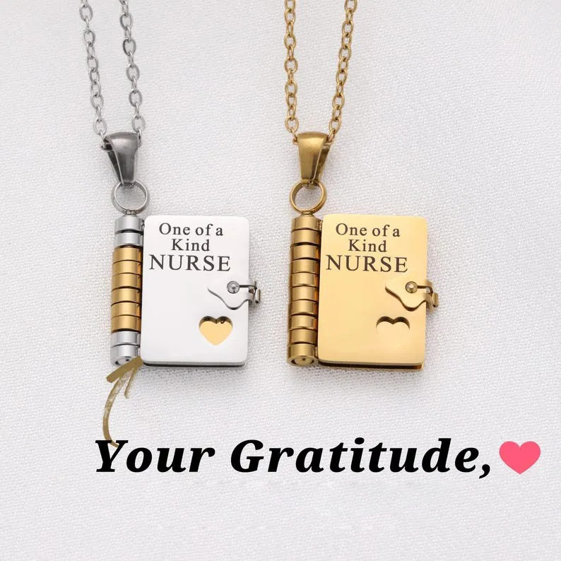 One of a Kind Nurse Book Necklace – A Heartfelt Thank-You Keepsake