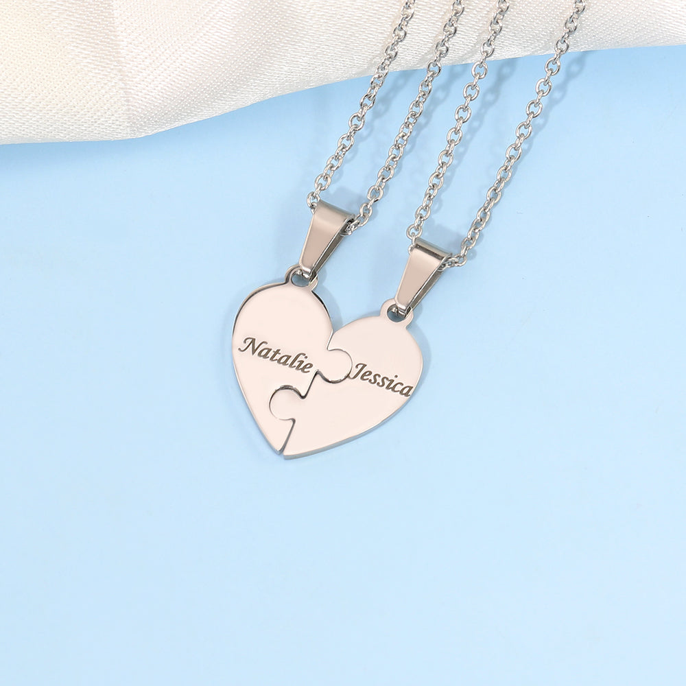 Family/Sibling/BFF Gift Personalized Heart Puzzle Pieces Necklace or Bracelet