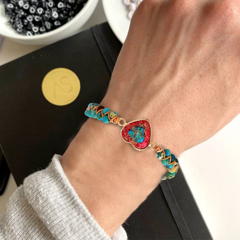 To My Granddaughter - Passionate Heart Jasper Bracelet