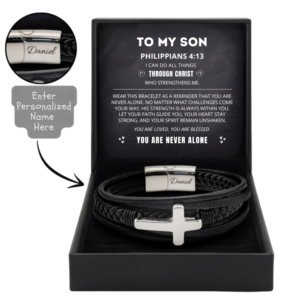 To My Son - You Are Never Alone - Personalized Eternal Guardian Faith Bracelet