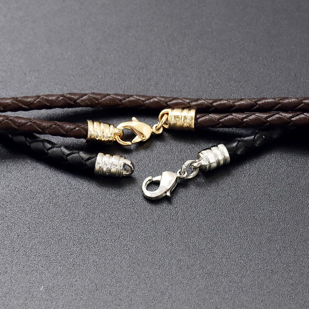Men Braided Leather Bracelet with Small Custom Beads