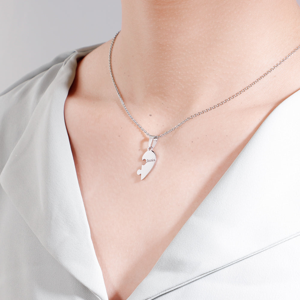 Family/Sibling/BFF Gift Personalized Heart Puzzle Pieces Necklace or Bracelet