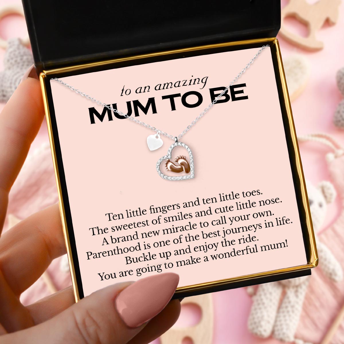 To An Amazing Mum to Be - Baby Feet Heart Necklace Gift Set