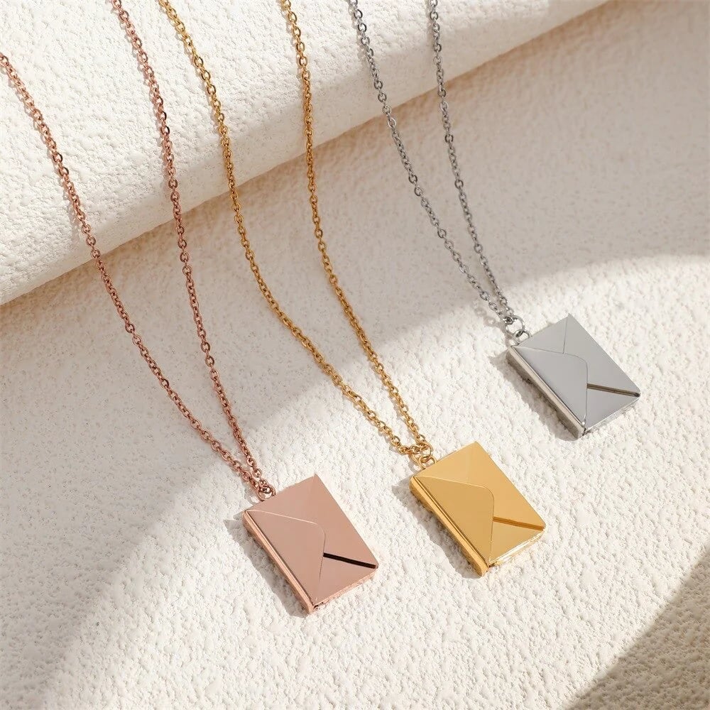 Custom Love Photo Letter Envelope Necklace