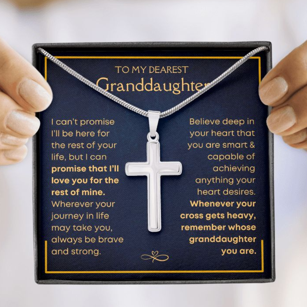 Granddaughter, Never Give Up - Cross Necklace