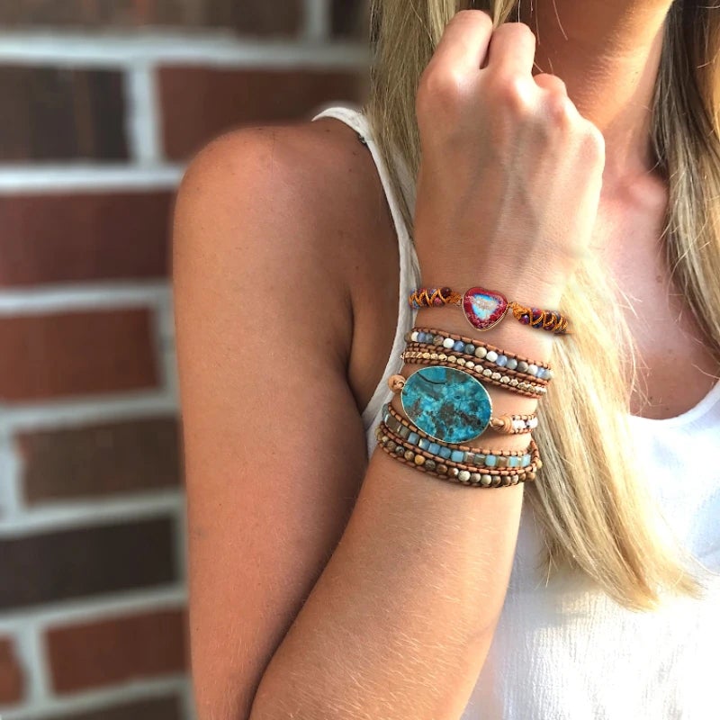 To My Granddaughter - Passionate Heart Jasper Bracelet