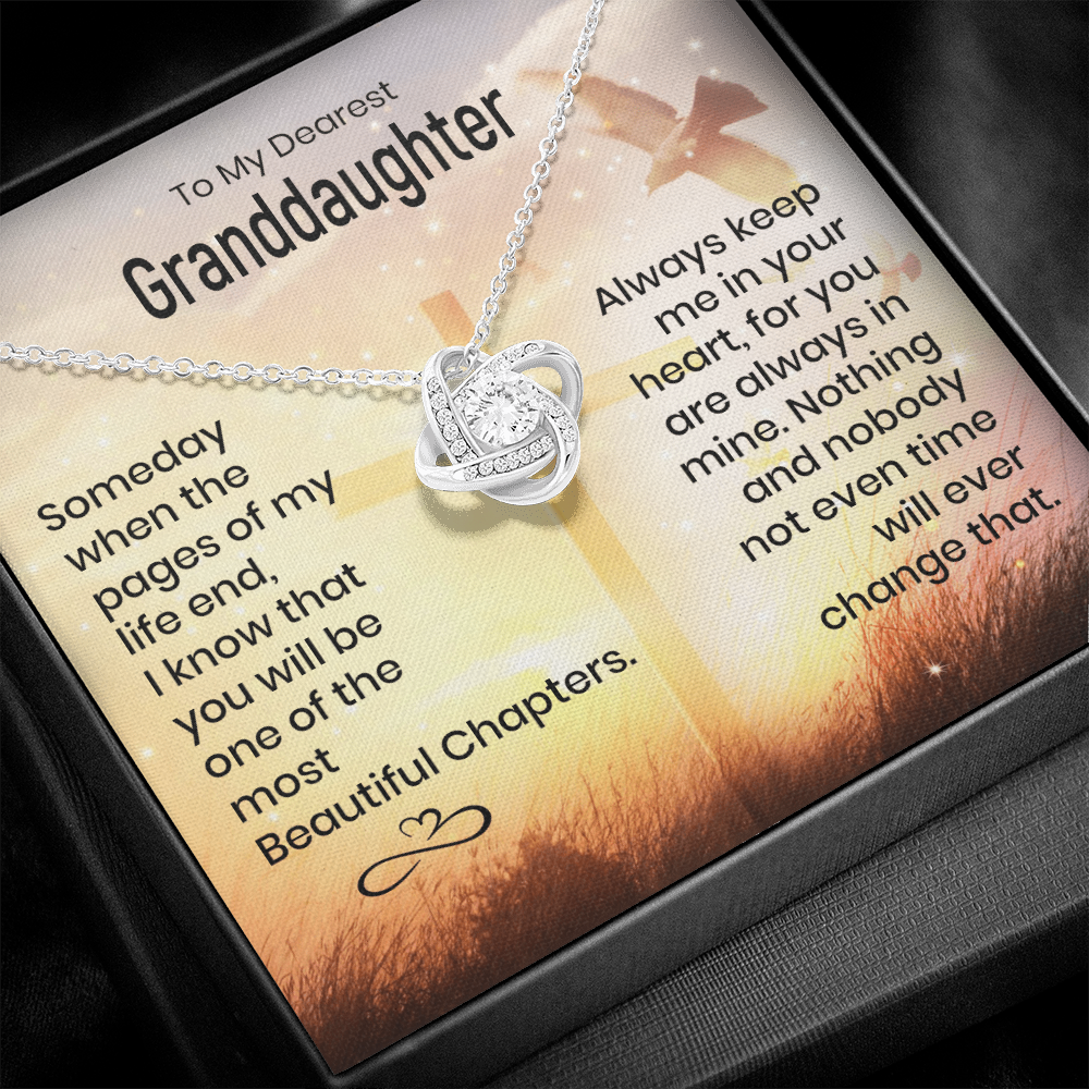 To My Granddaughter - Heart Melt Message - Knot Necklace