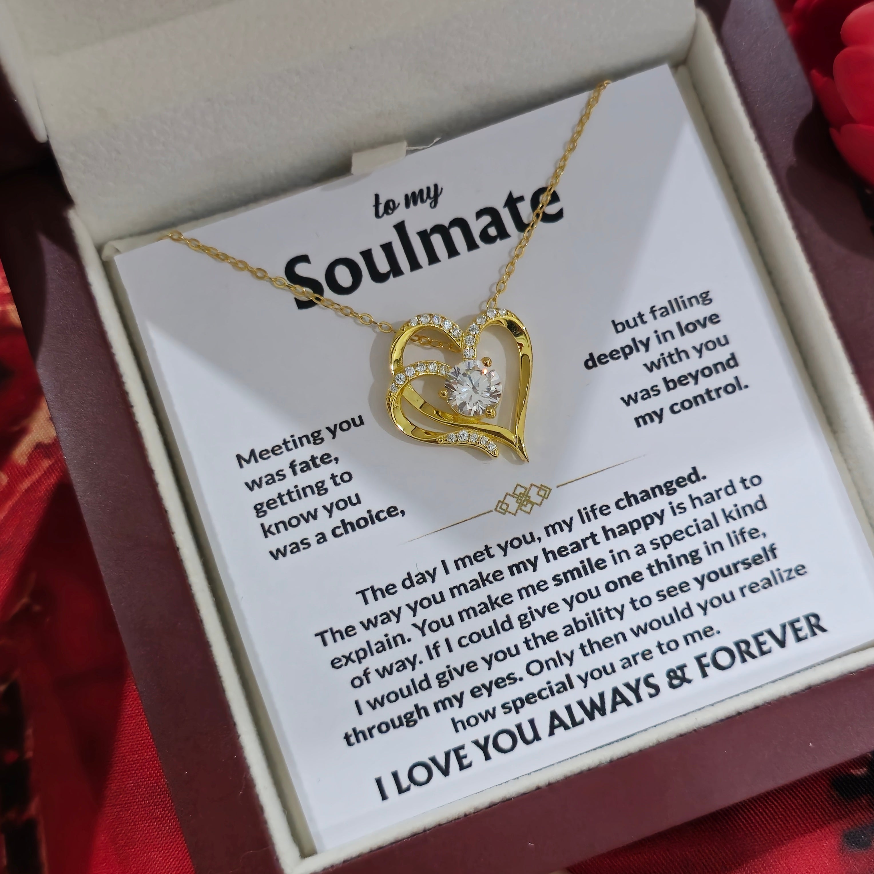 To My Soulmate- Double Heart Necklace- Represents The Bond With Her