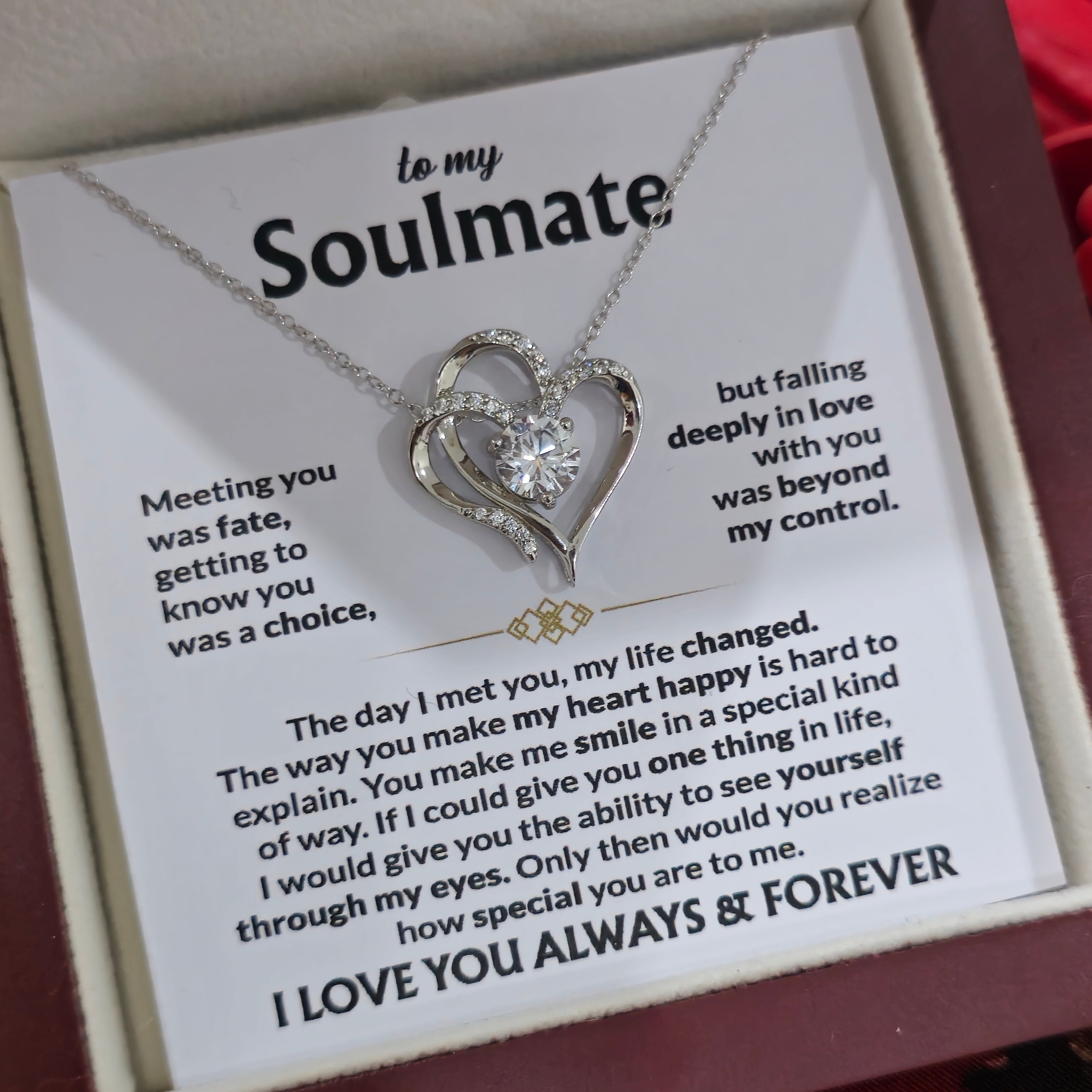 To My Soulmate- Double Heart Necklace- Represents The Bond With Her