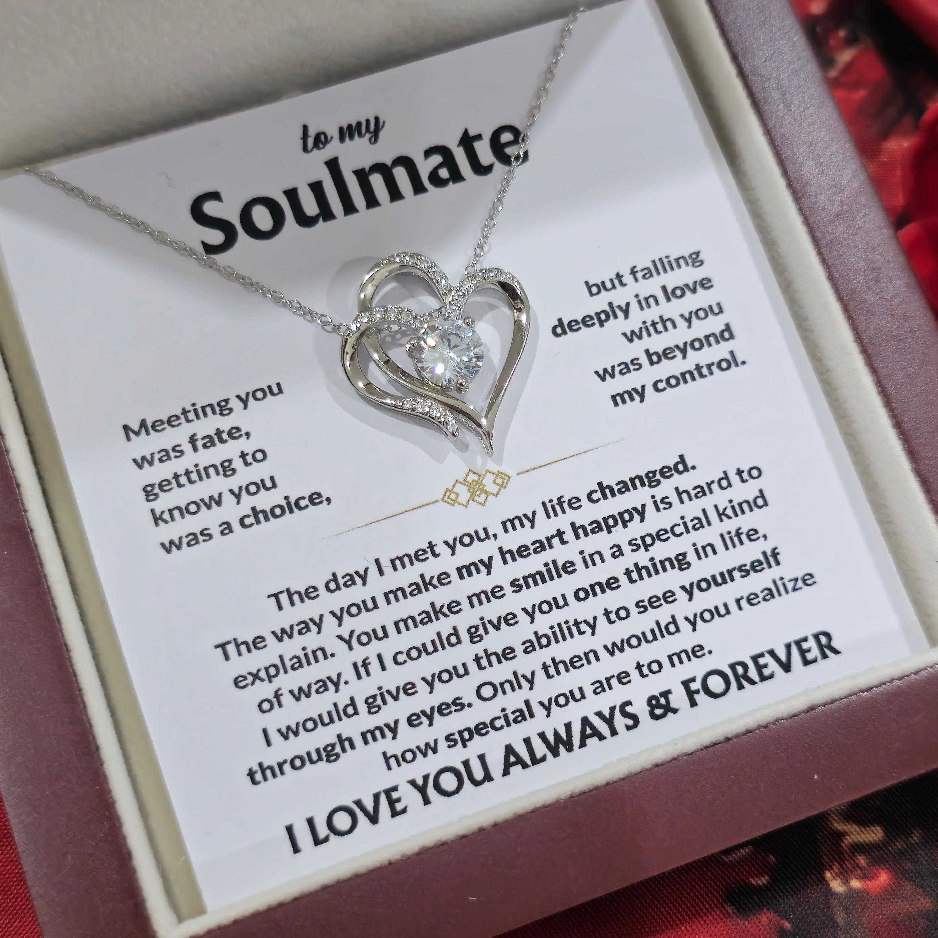 To My Soulmate- Double Heart Necklace- Represents The Bond With Her
